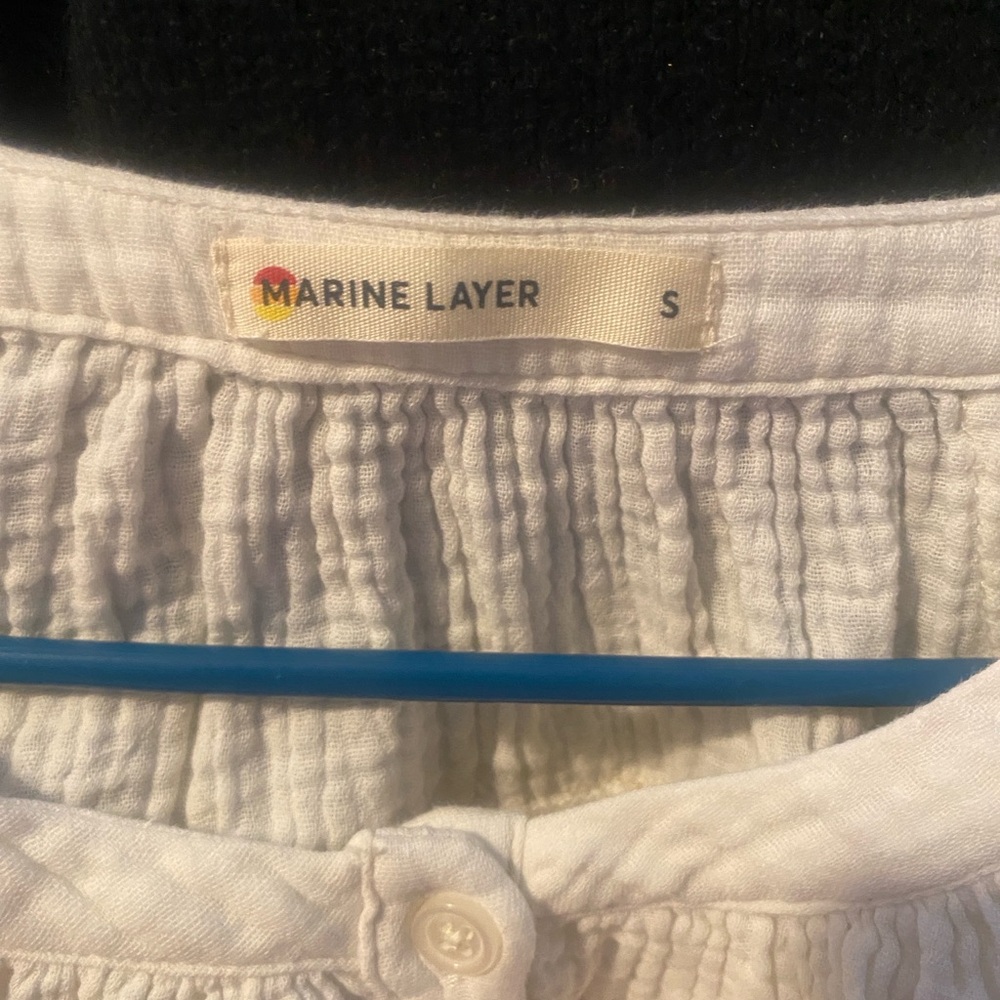 Marine Layer Cream Textured Blouse